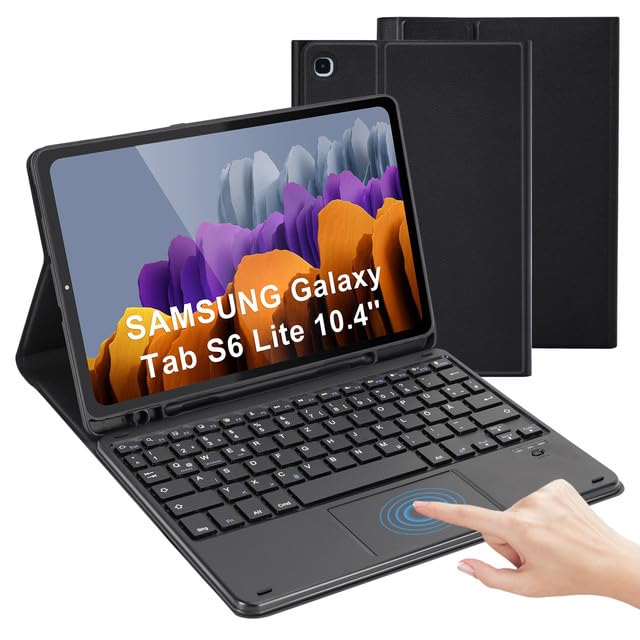 LAMA Hülle mit Tastatur für Samsung Galaxy Tab S6 Lite, Kabellose Tastaturhülle mit Touchpad für Tab