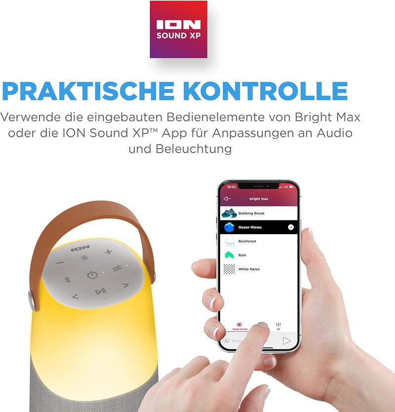 ION Audio Bright Max – Tragbarer, wasserfester 360° Bluetooth-Lautsprecher mit Beleuchtung, atmosphä