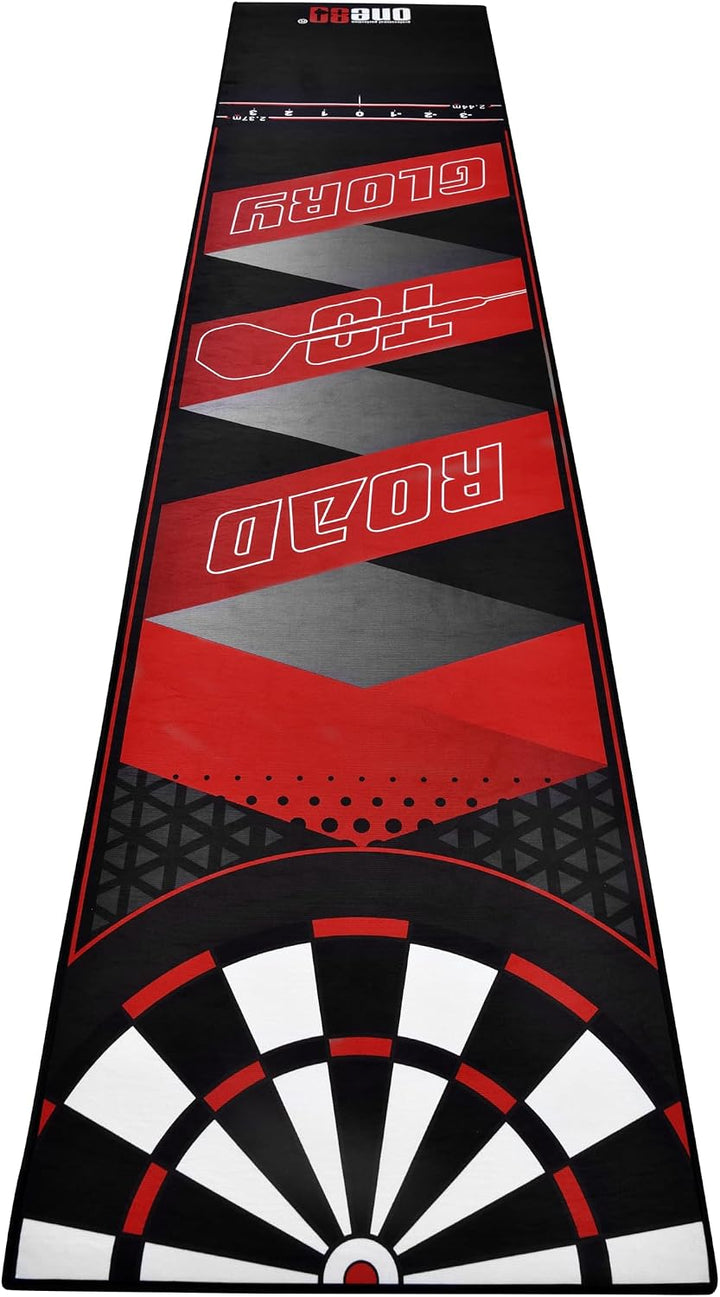 ONE80 Dart Poly Dart Mat Dartteppich incl. Oche Tape rutschfeste gummierte Unterseite 310x70 cm Dart