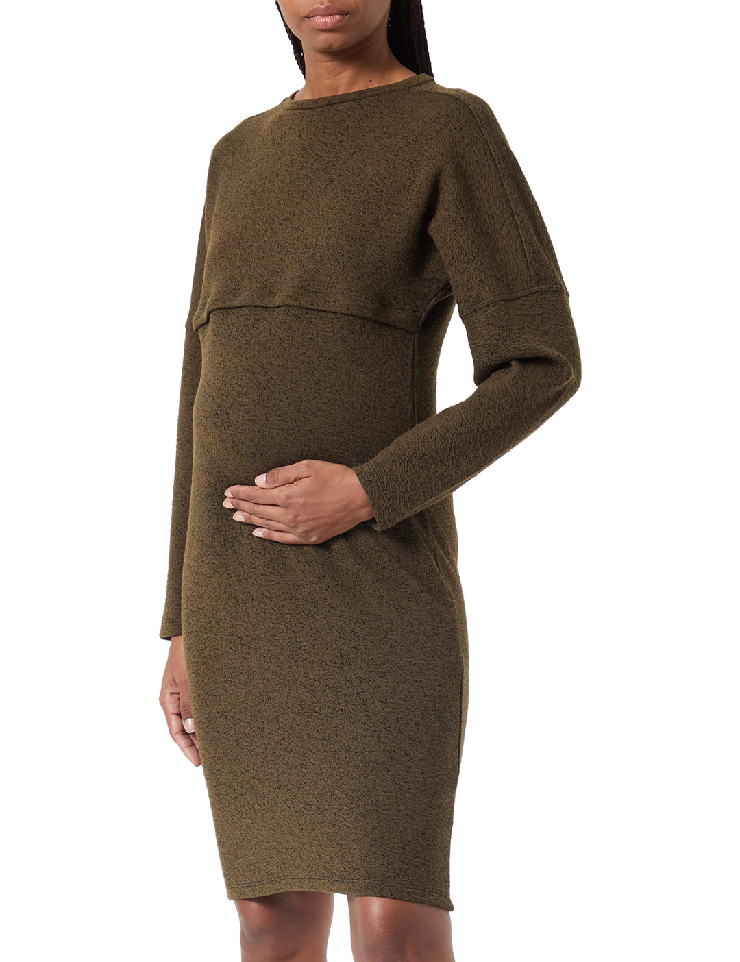 Noppies Damen Dress Riva Nursing Long Sleeve Kleid 34 Dark Olive - P981, 34 Dark Olive - P981