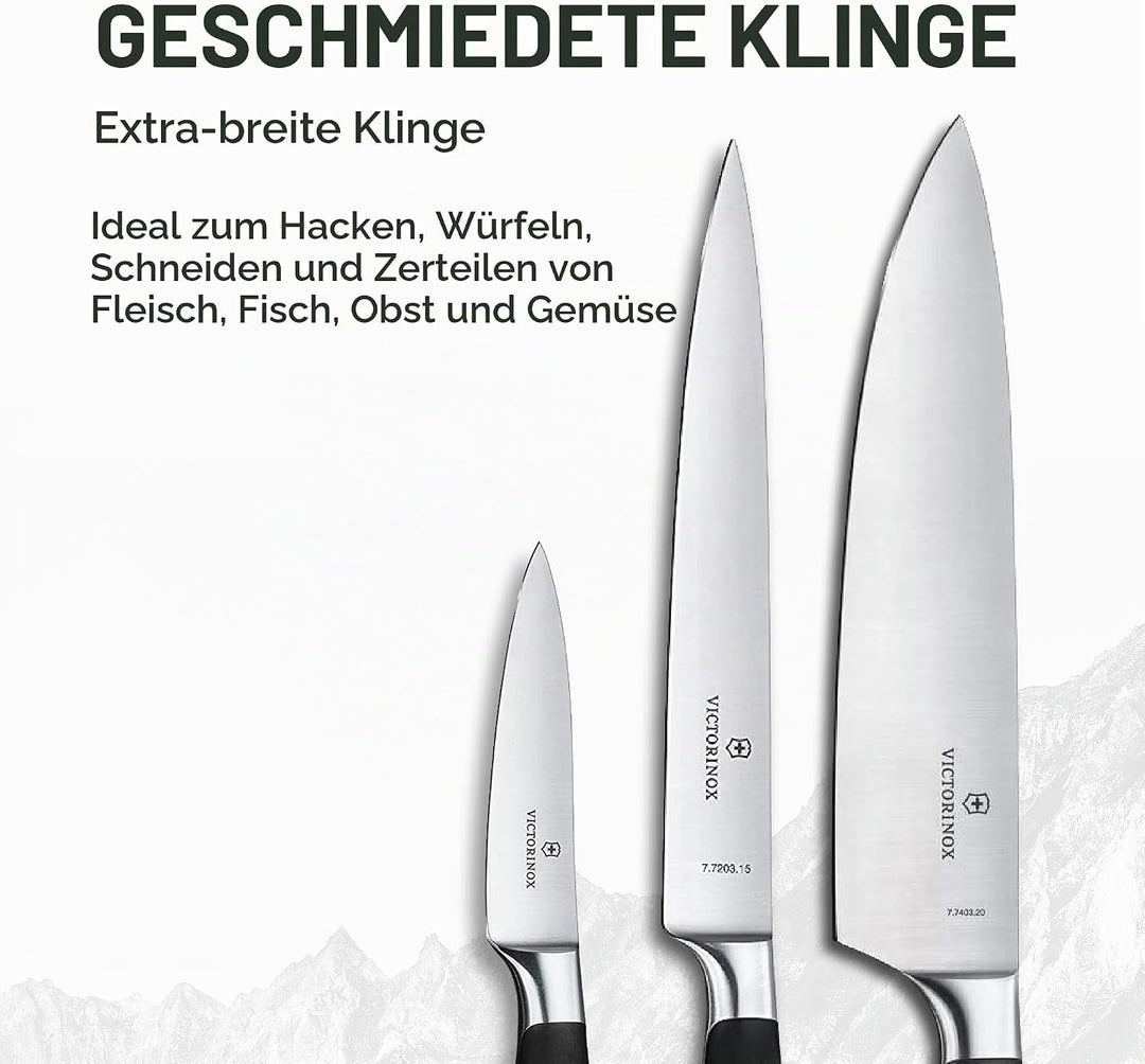 Victorinox Grand Maître, Profi Koch-Set, 3-teilig, gerader Schliff, Extra Scharf, Robuster Kunststof