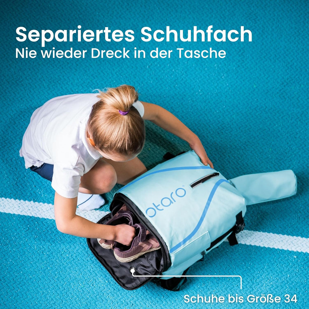 Otaro Tennisrucksack Kinder (19L) | Premium | Inkl. Separierten Schuhfach & Schlägerschutz | Deutsch