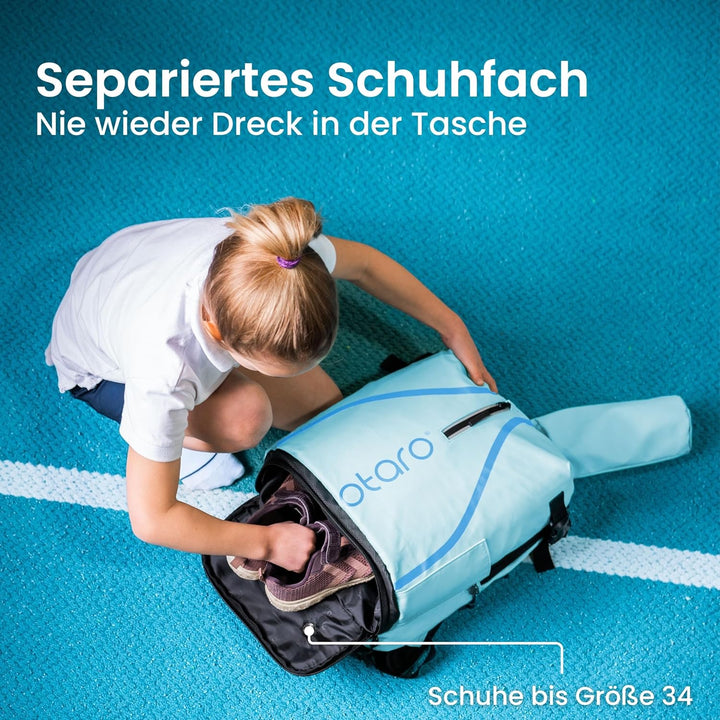 Otaro Tennisrucksack Kinder (19L) | Premium | Inkl. Separierten Schuhfach & Schlägerschutz | Deutsch