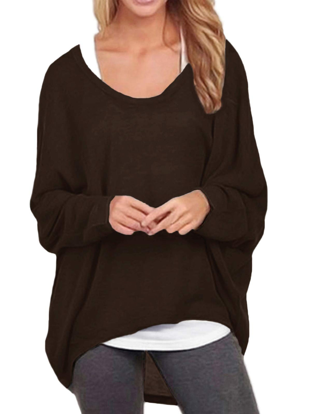 ZANZEA Damen-Pullover, Übergrösse, Feldermausärmel, Langarm-Oberteil, asymmetrisches Shirt, Freizeit