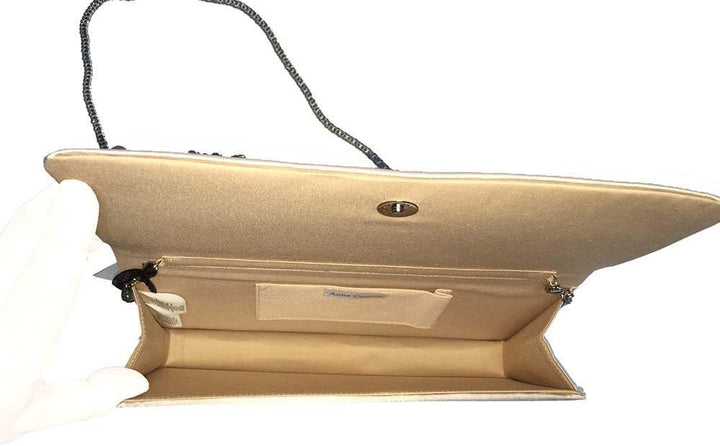 Clutch mit Kette und Patte mit floralem Strass-Muster Bestickt