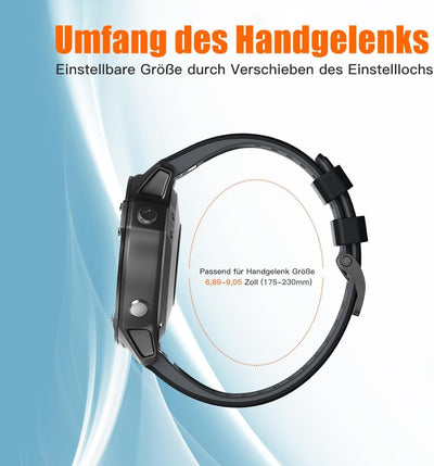 ANBEST Armband für Garmin Fenix 6 Pro/7 Pro/Epix 2/Fenix 8 47mm Armband, 22mm Quick Fit Armbänder fü