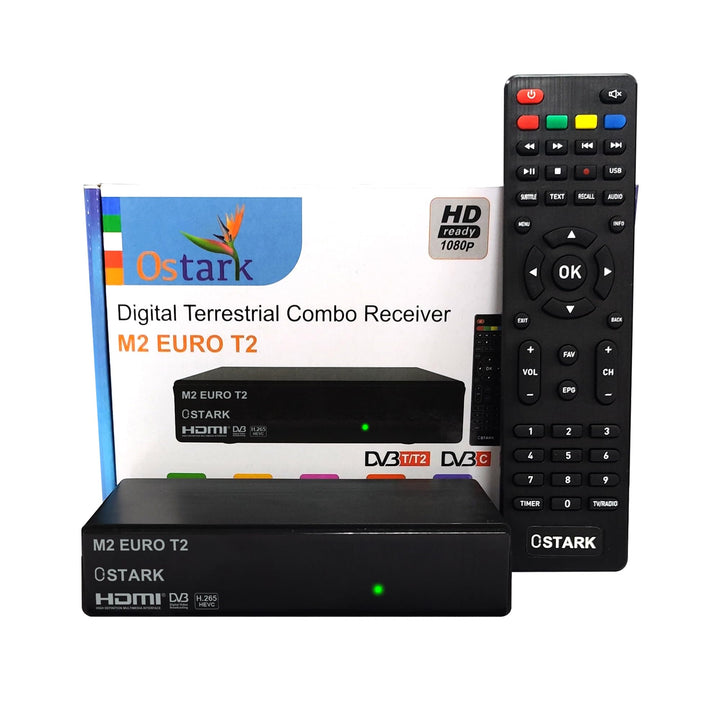 Ostark Euro T2 Terrestrischer Receiver TDT TDT2 FTA DVB-T2 DVB-C, H265 HEVC Full HD PVR, Dual USB, D