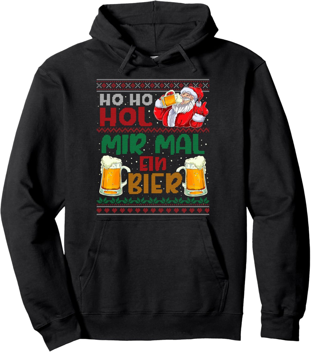 Ho Ho Hol Mir Mal Ein Bier Weihnachten Lustig Ugly Christmas Pullover Hoodie