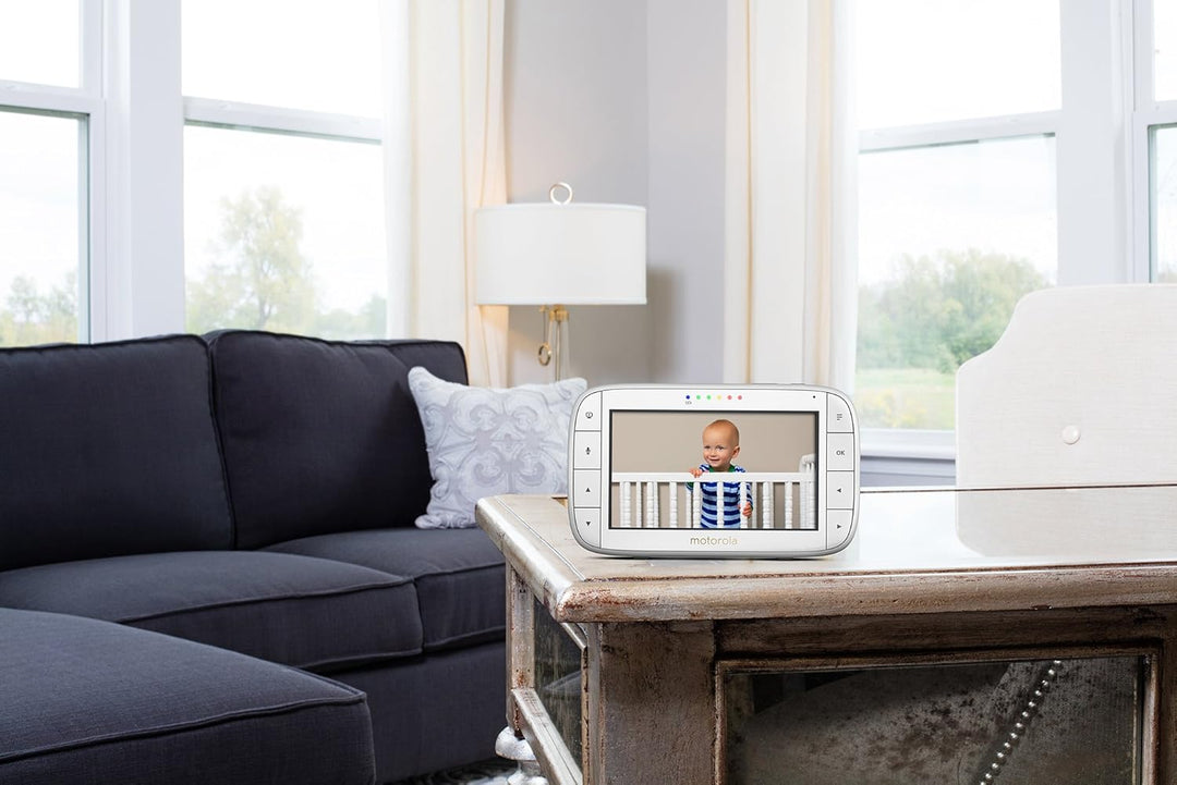 Motorola Baby MBP 50 Video-Babyphone mit Schwenk-, Neige-und Zoomfunktion, 5,0 Zoll Farbdisplay, Nac