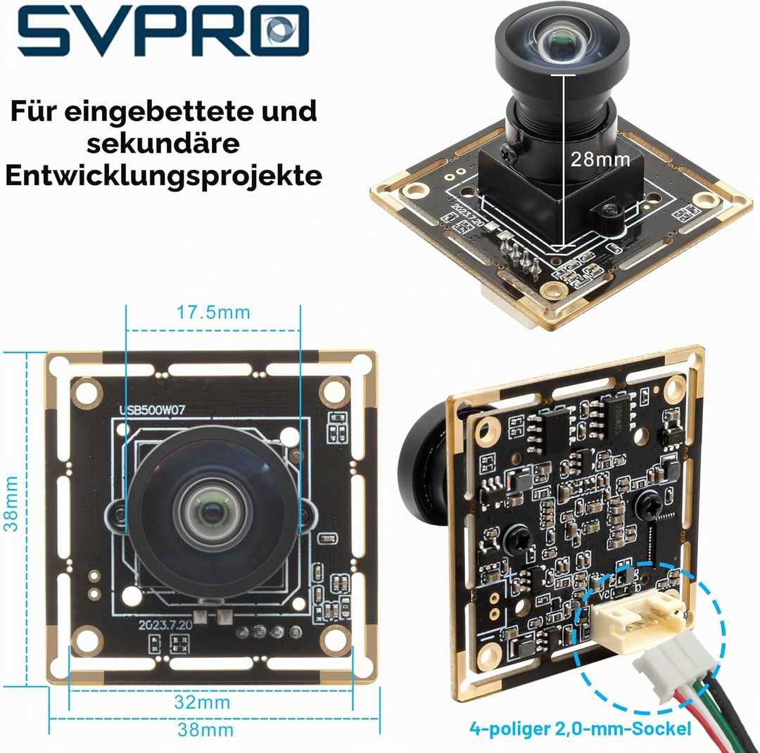 Svpro 5MP 30FPS USB Kameramodul mit M12 120 Grad Weitwinkel Webcam Board IMX335 Low Light Kamera Boa
