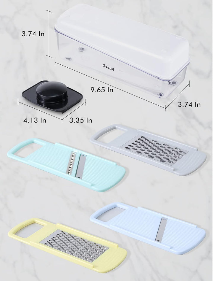 Geedel 4 in 1 Multifunktion Mandoline Gemüsehobel, Zwiebelschneider Gemüseschneider Manuell Käsereib