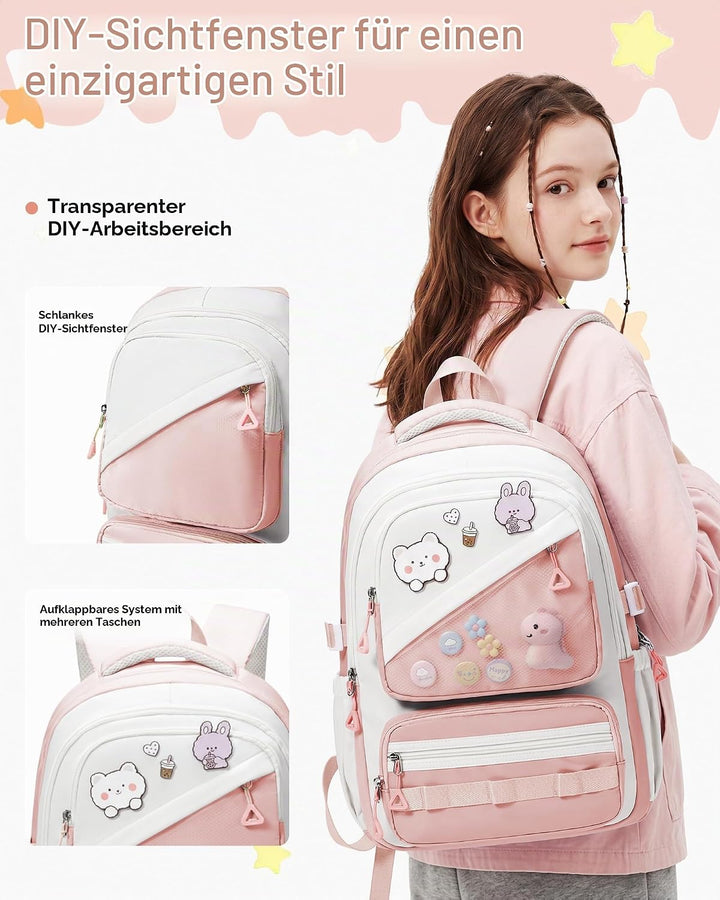 Schulrucksack Mädchen Teenager Rucksack Schule Mädchen Gross Schultasche Schulranzen für Weiterführe