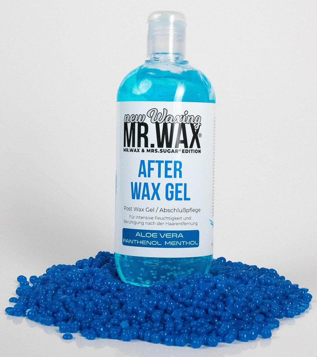 Mr. Wax After Wax Gel Aloe Vera, Panthenol, Menthol, Feuchtigkeits Abschlusspflege Blau, 500ml (Nach