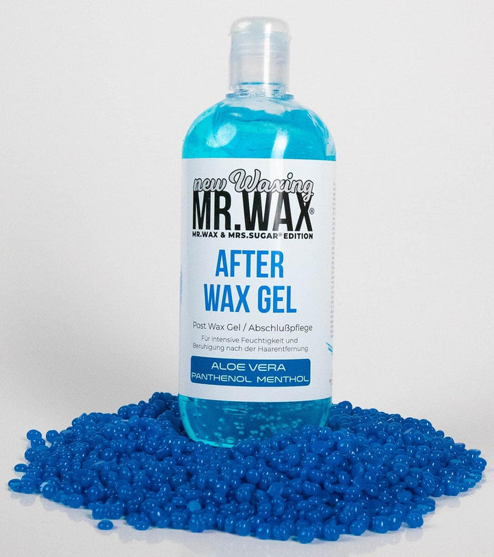 Mr. Wax After Wax Gel Aloe Vera, Panthenol, Menthol, Feuchtigkeits Abschlusspflege Blau, 500ml (Nach