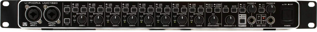 Behringer UMC1820 Audiophiles 18x20, 24-Bit/96 kHz USB Audio/MIDI Interface mit Midas Mikrofonvorver