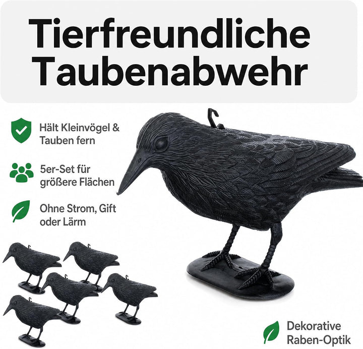 Brandsseller 5er-Set Taubenschreck Rabe Krähe abwehr von Kleinvögeln und Tauben Vogelschreck Tierfre