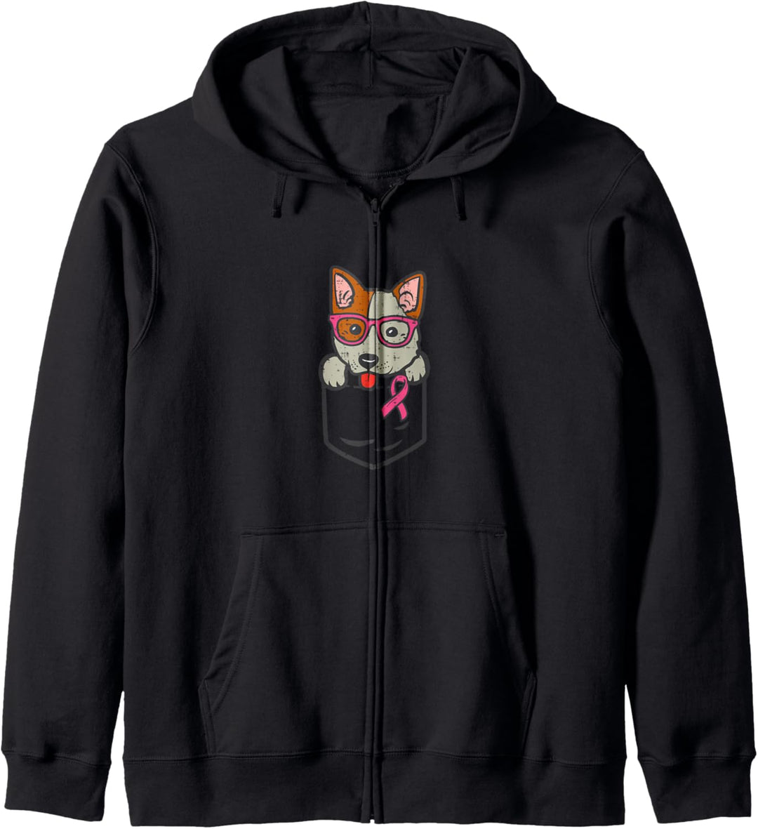 Taschenheeler mit pinker Schleife für Brustkrebs-Bewusstsein für Rinder und Hunde Kapuzenjacke