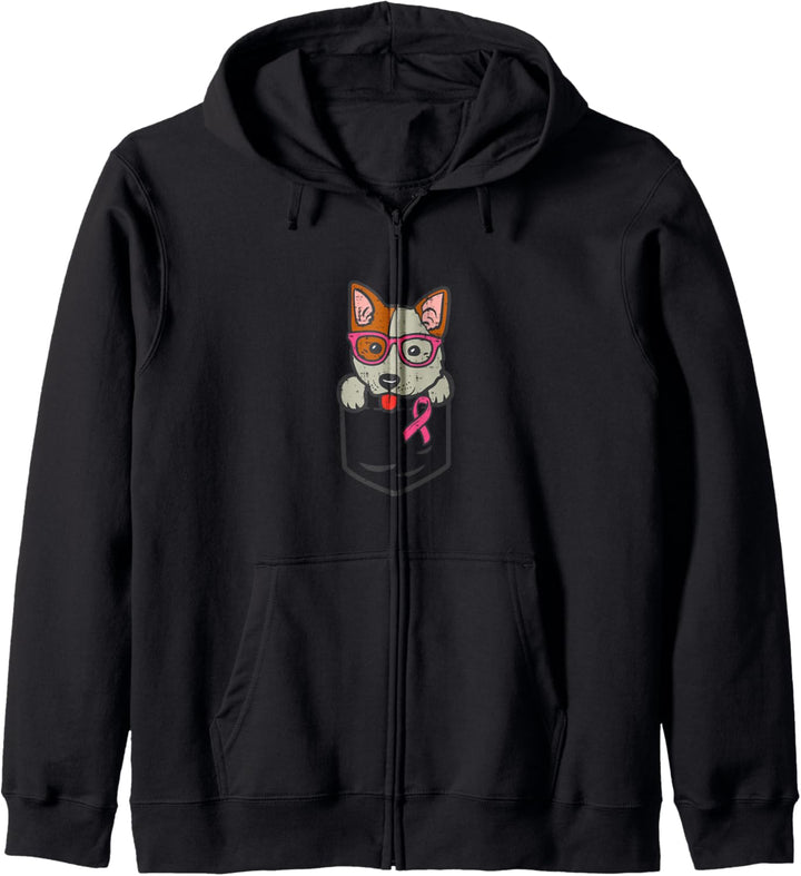 Taschenheeler mit pinker Schleife für Brustkrebs-Bewusstsein für Rinder und Hunde Kapuzenjacke