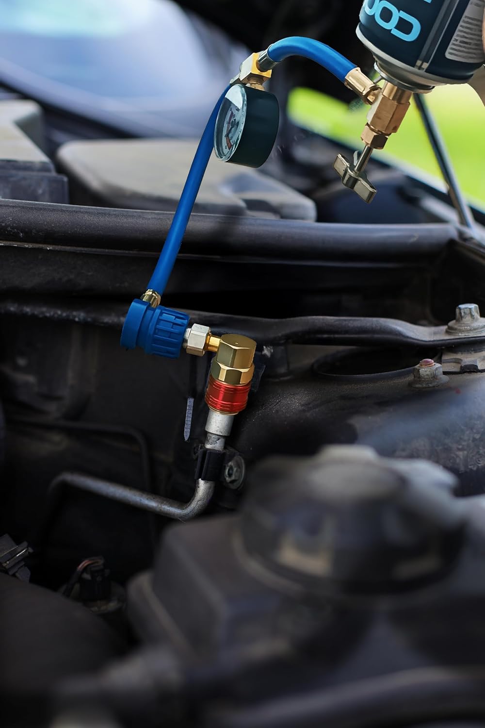 Adapter für Klimaanlagen mit Kältemittel R134a, ohne LP (Low Port) Anschluss, für Fahrzeuge bis Bauj