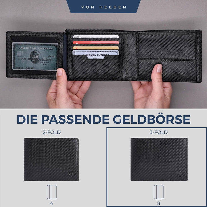 VON HEESEN Geldbörse Herren mit RFID Schutz I Geldbeutel für Männer I Münzbörse Portemonnaie Briefta