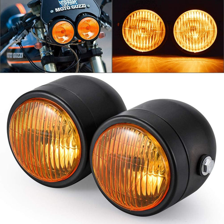 KATUR Doppel-Scheinwerfer für Motorrad, schwarz, rund, wasserdicht, universell für Dual-Sport-Fahrrä