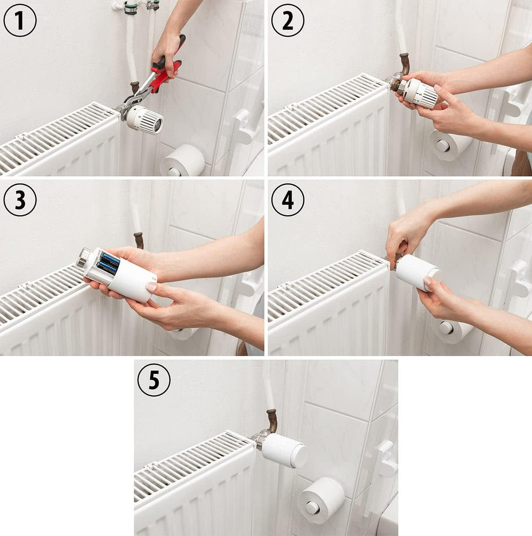 revolt Thermostat-Köpfe: 6er-Set programmierbare WLAN-Heizkörperthermostate, App, Sprachbefehl (Heiz