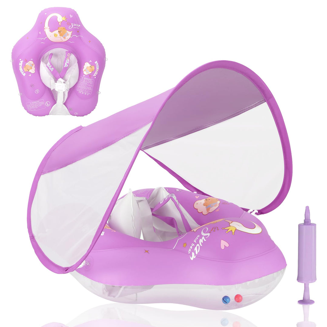 Aufblasbarer Baby Schwimmring, Swimming Float mit Baldachin und Sicherheitssitz, Baby Schwimmtrainer