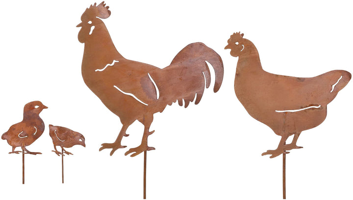 KOTARBAU® Gartendekoration Rostfiguren Hühner Garten-Stahldesign Edelrost Dekoration Gartenstecker,