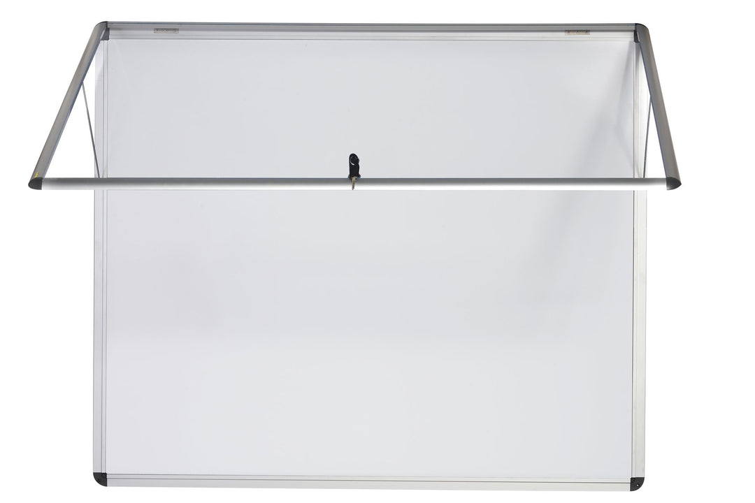 Bi-Office Schaukasten Vitrine "Enclore", Schwingtür nach oben, Whiteboard, Mangetische Innenfläche,