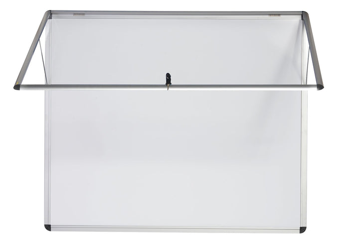 Bi-Office Schaukasten Vitrine "Enclore", Schwingtür nach oben, Whiteboard, Mangetische Innenfläche,