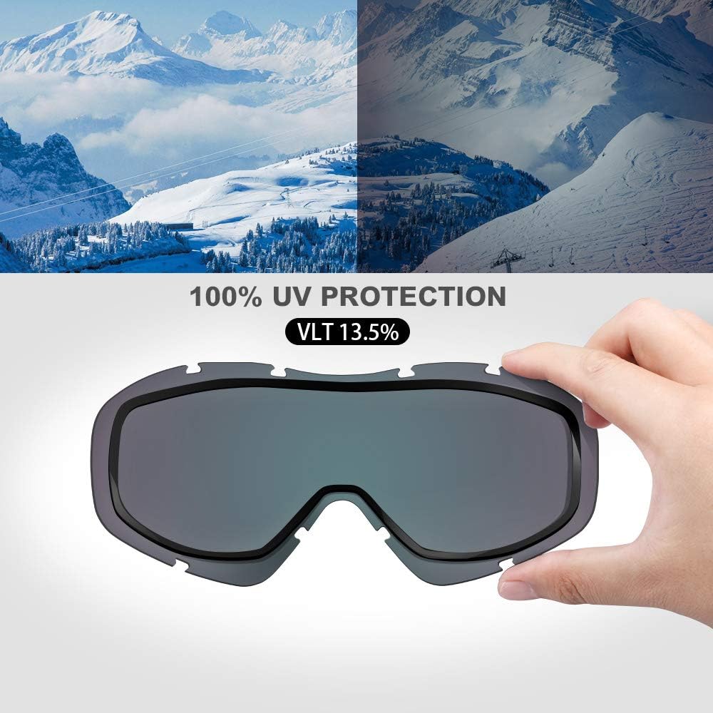 OutdoorMaster Unisex Skibrille OTG für Damen und Herren, Snowboard Brille Schneebrille 100% UV-Schut