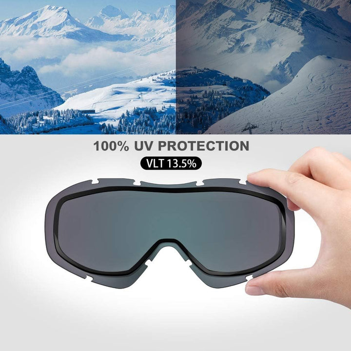 OutdoorMaster Unisex Skibrille OTG für Damen und Herren, Snowboard Brille Schneebrille 100% UV-Schut
