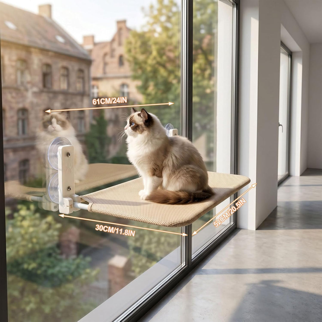 Fensterliege für Katzen, Katzenbett Fenster, Faltbare Hängematte Katze mit Starken Saugnäpfen, 30x52