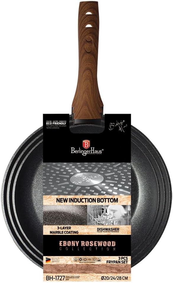 Berlingerhaus Bratpfannen-Set 3-tlg. Ebenholz Klein Schwarz, Klein Schwarz