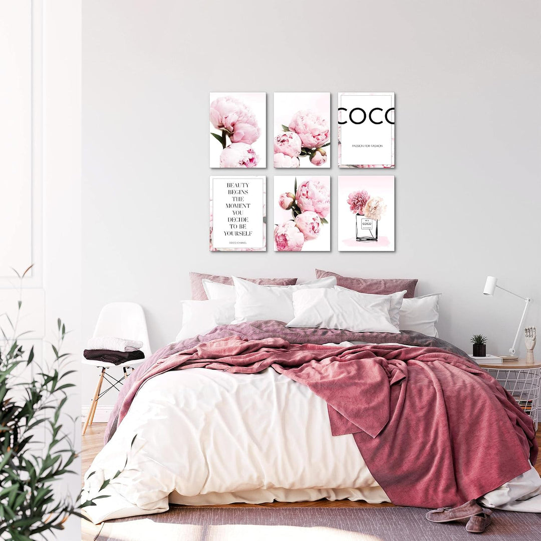Novart Wandbilder - KEIN EXTRA RAHMEN BENÖTIGT - Wohnzimmer Mädchen Teenager - Bilder Modern Blumen
