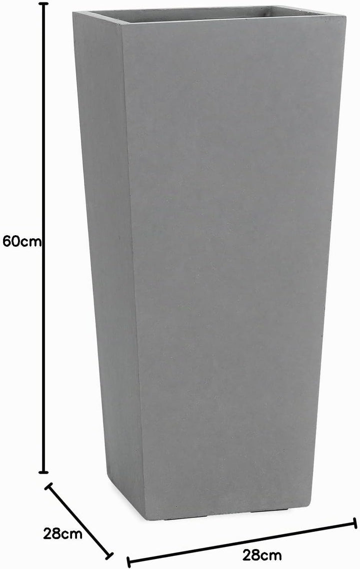 Pflanzwerk® Pflanzkübel Bodenvase Fiberglas Conic GRAU 60x28x28cm *Frostbeständige Blumenkübel* *Deu