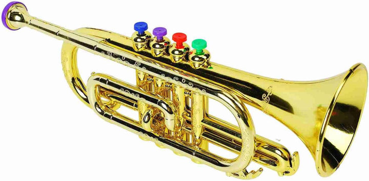 Cocoarm Trompetenspielzeug für Kinder, Pädagogisches Musikinstrument mit 4 Farbigen Tasten, Goldene