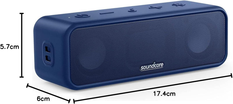 soundcore 3 Bluetooth Lautsprecher, Stereo-Sound, Audiotreiber mit Titan-Membran, PartyCast, BassUp,