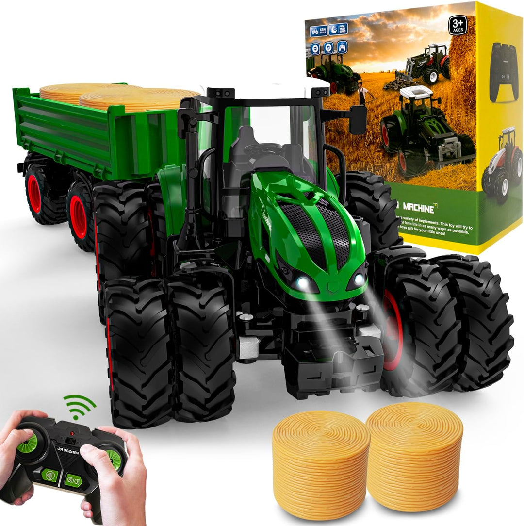 Ferngesteuerter Traktor Ferngesteuert, Traktor Spielzeug ab 2 3 4 5 6 Jahre, Rc Traktor mit Anhänger