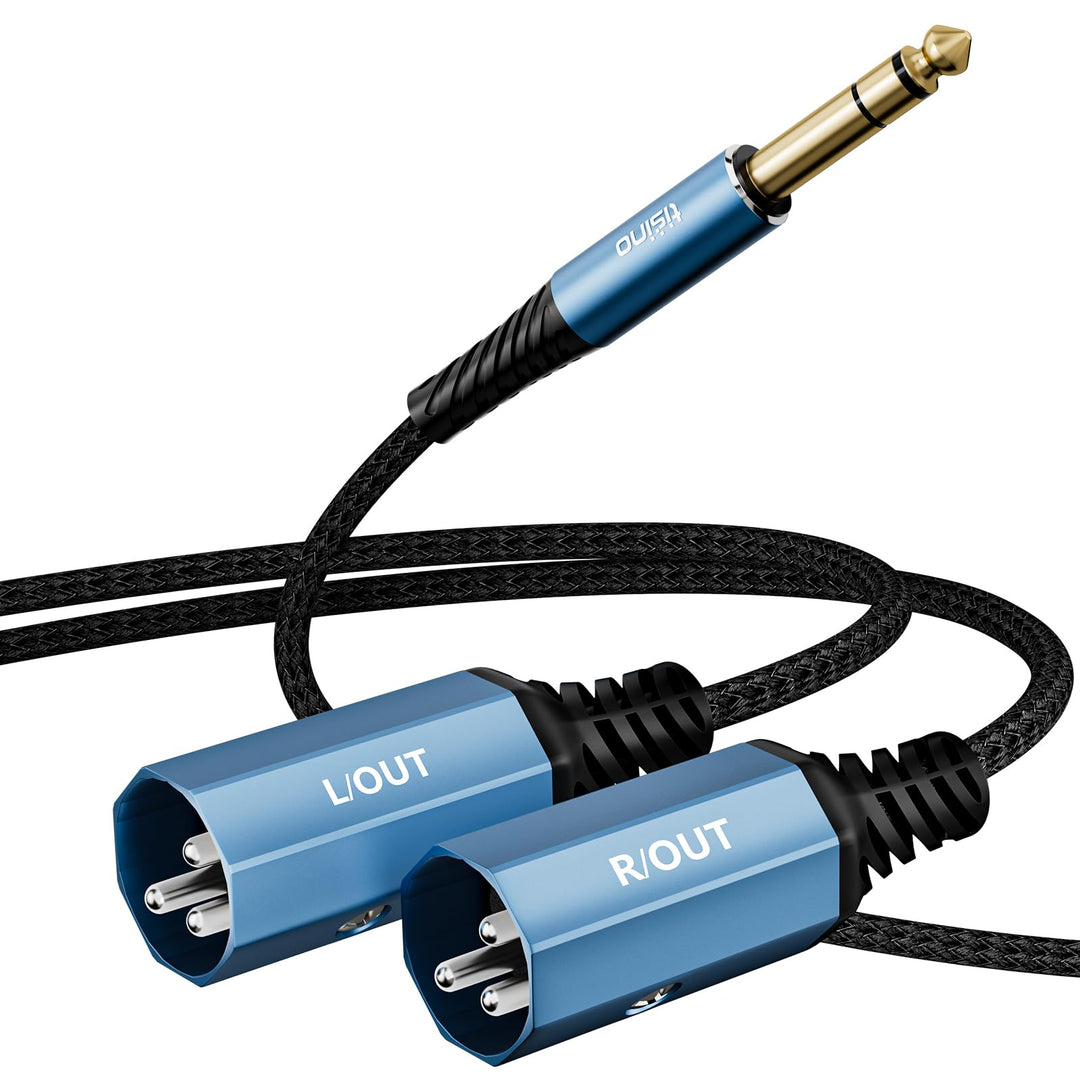 Tisino 6,3mm TRS auf 2 XLR Stecker Y-Kabel (2 m) Stereo-Breakout-Kabel für Mischpulte, Audio-Interfa