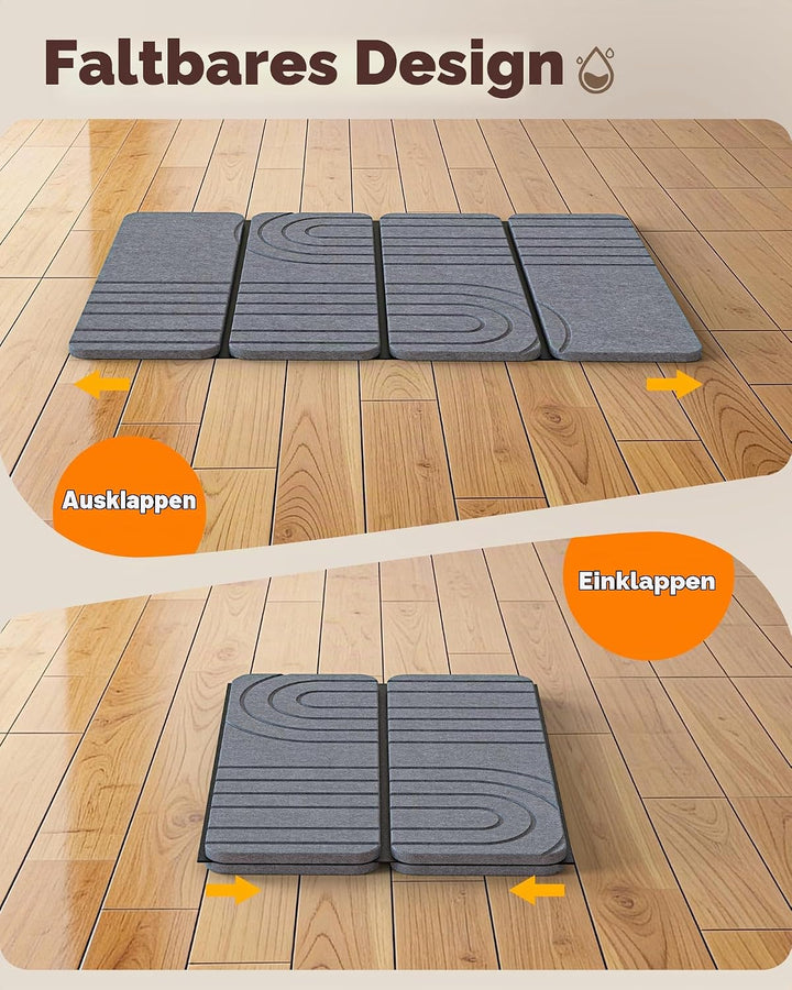 iHomara Faltbare Diatomee Erde Badematte, Schnelltrockner Stein Badezimmer Matte, 60cm x39cm x0.9cm