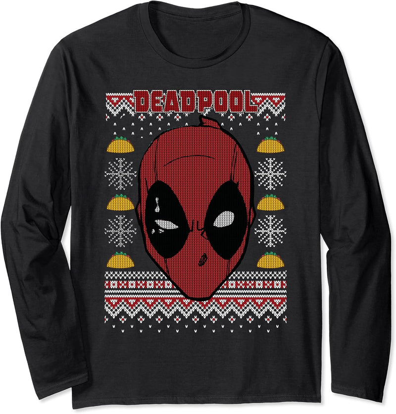 Marvel Deadpool Weihnachten Ugly Sweater Style Langarmshirt
