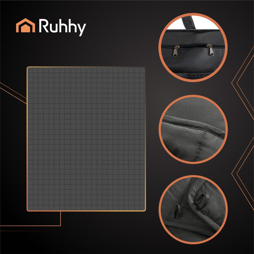 Ruhhy Gewichtsdecke 10 kg 200×220 cm – Grosse Zweilagige Decke in Grau mit Glasperlen, Gleichmässige
