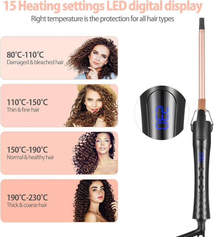 Culwad Lockenstab Kleine Locken, 9mm Keramik Lockenstab Dünn für Kurze/Mittlere Haare, Afro Locken K