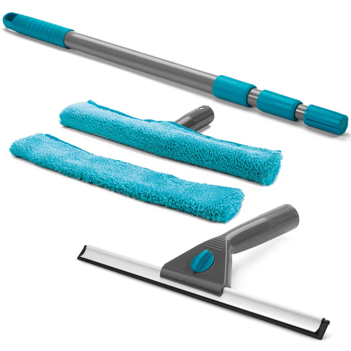 Beldray LA028693TQEU 2in1 Fensterreinigungsset, 5 stuck Mikrofaser Fusselfreie Reinigung, 360° strei