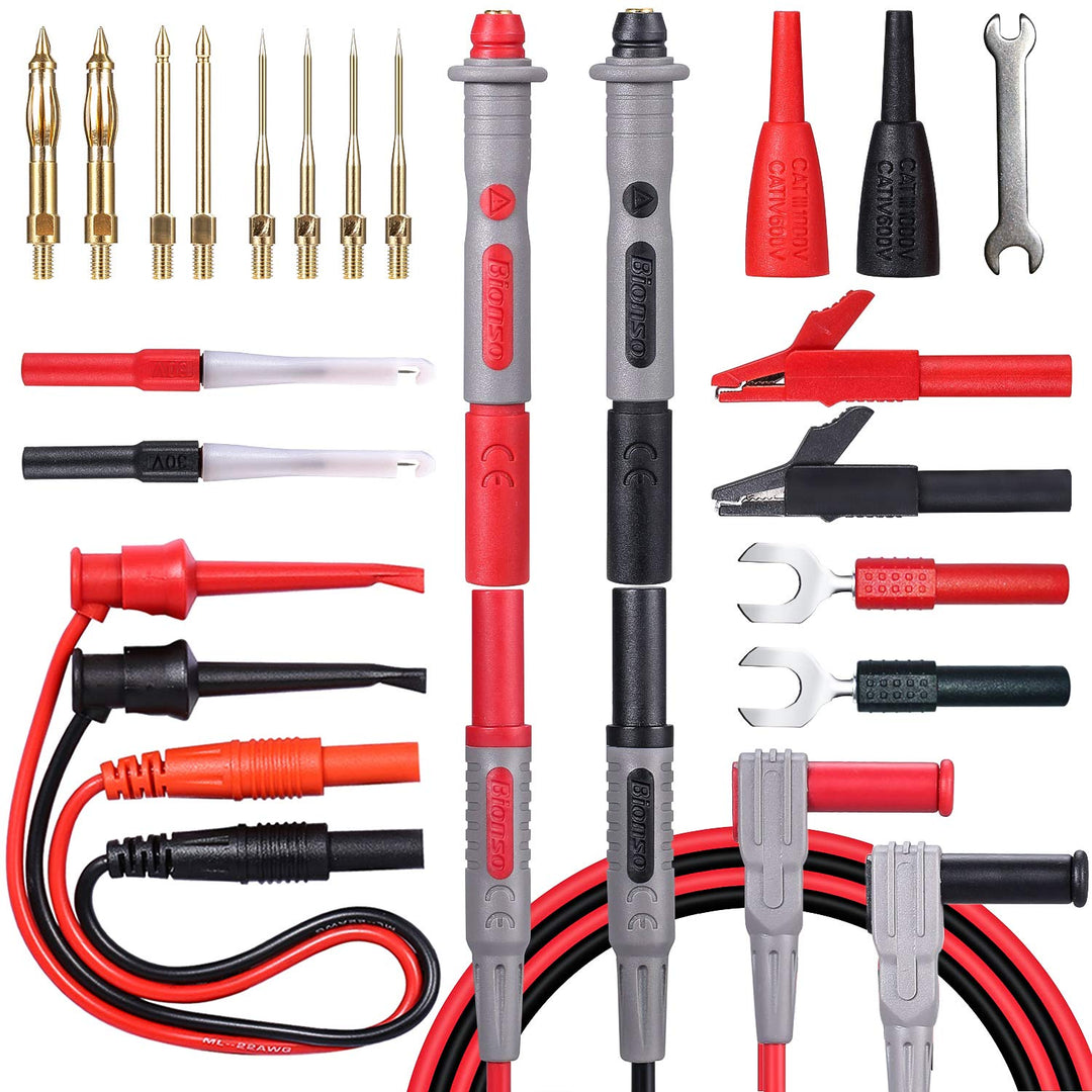 Bionso 21-Piece Multimeter Leads Kit Professional and Upgraded Test Leads Set with Replaceable Gold-