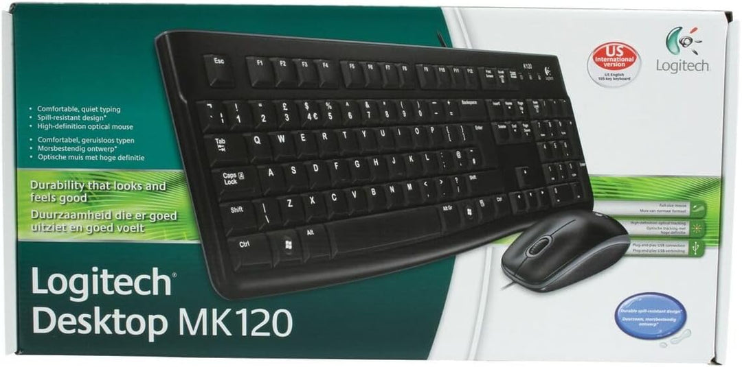 Logitech MK120 Kabelgebundenes Set mit Tastatur und Maus für Windows, CS SK QWERTY/Z layout - Schwar