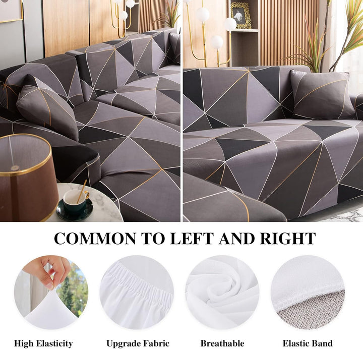 Jaotto Sofa Überwürfe Sofabezug Elastische Spandex Stretch Sofabezüge Couchbezug für L-Form Sofa Uni