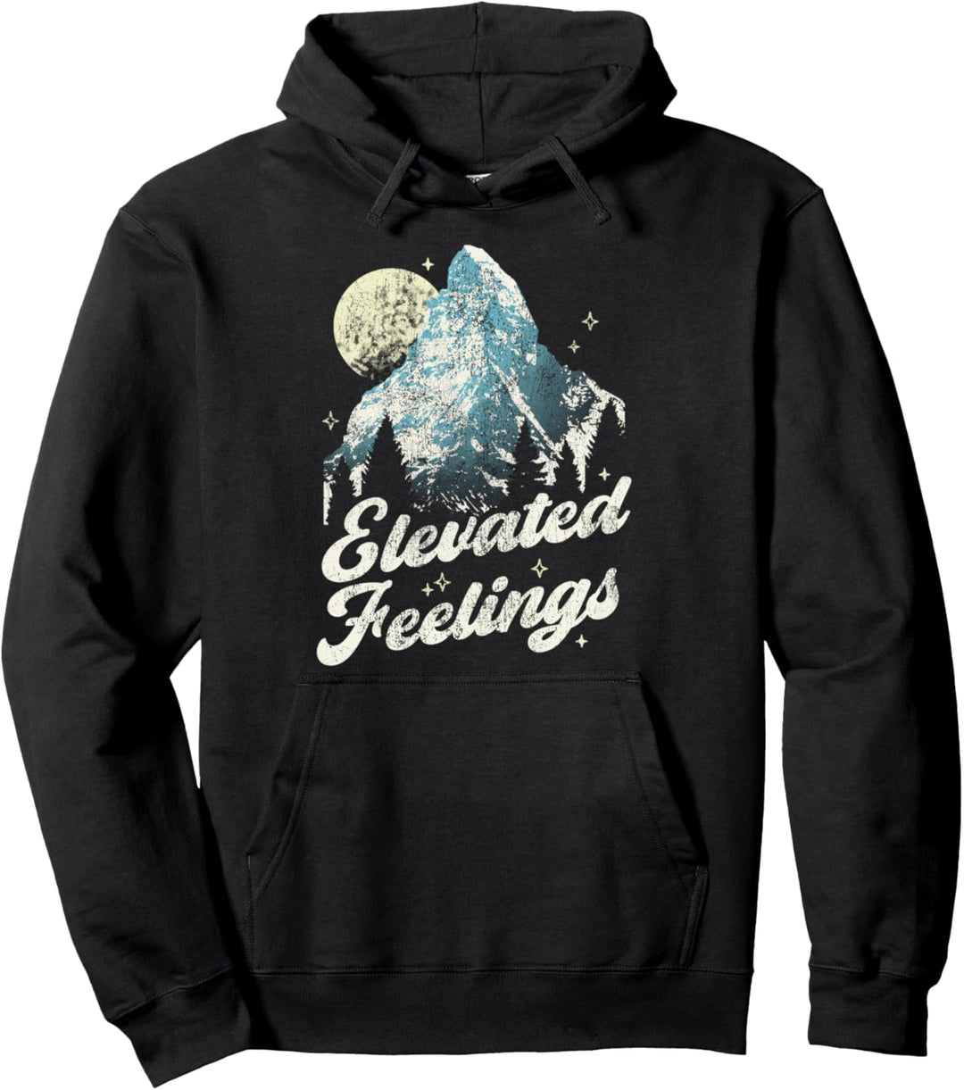 Trendy Elevated Feelings Nighttime Mountain & Forest Pullover Hoodie