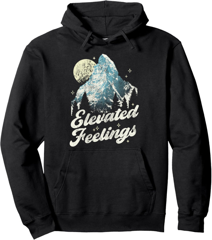 Trendy Elevated Feelings Nighttime Mountain & Forest Pullover Hoodie